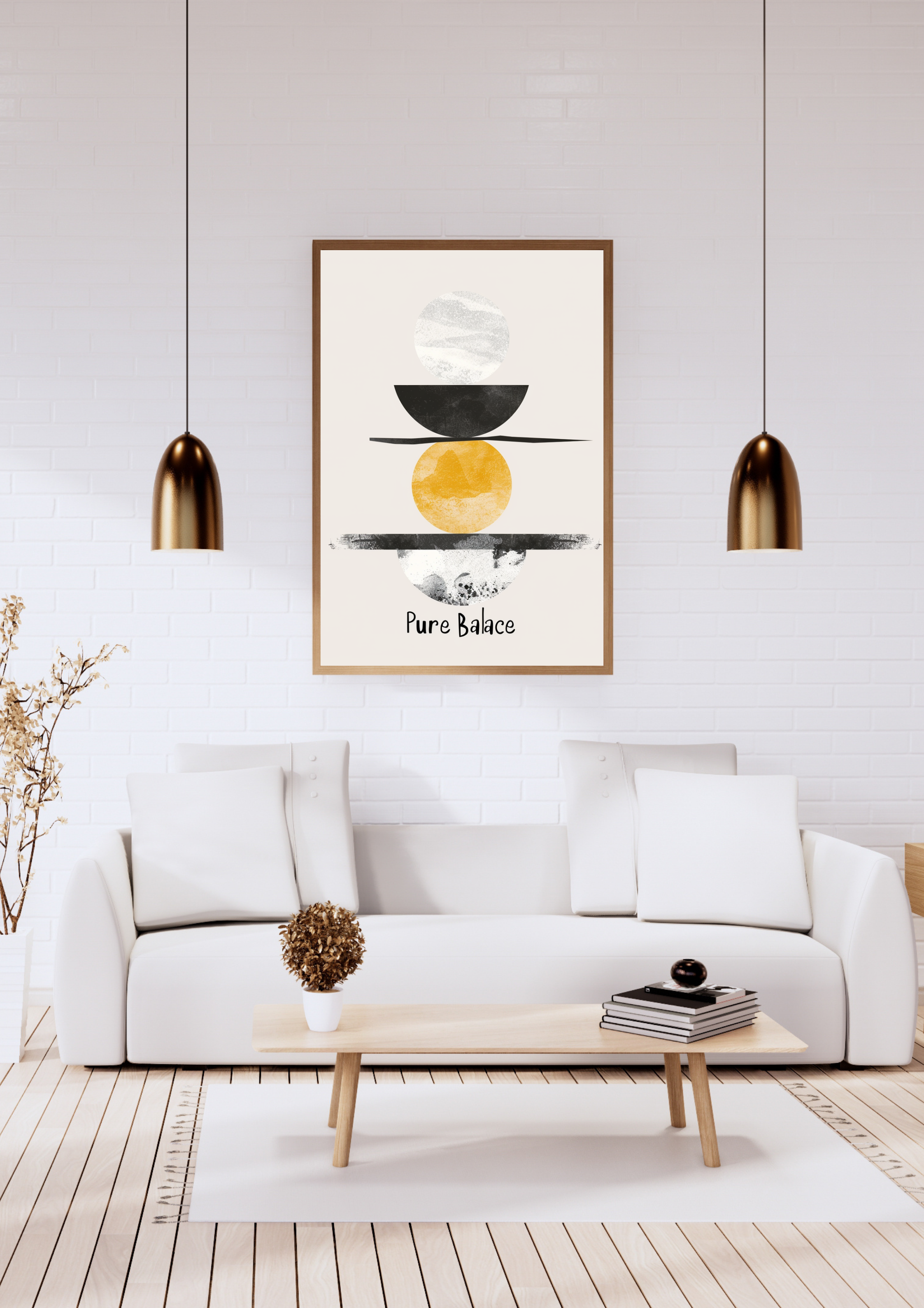 Vit minimalist typografisk poster från Nordanio, elegant inramad väggkonst för modern inredning