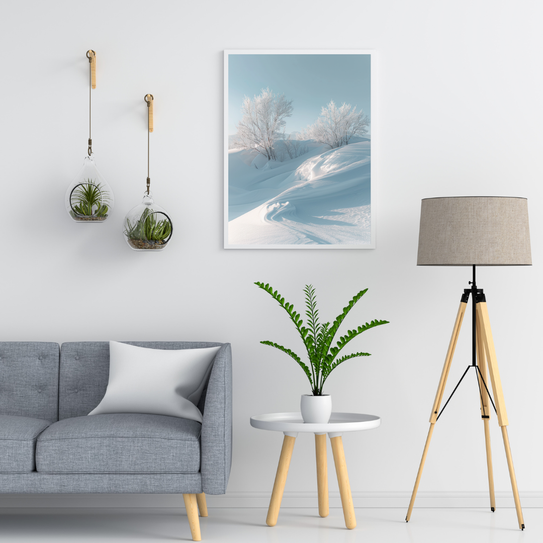 Vinterlandskapsaffisch från Nordanio med minimalistisk naturbild i modern stil för inredning.