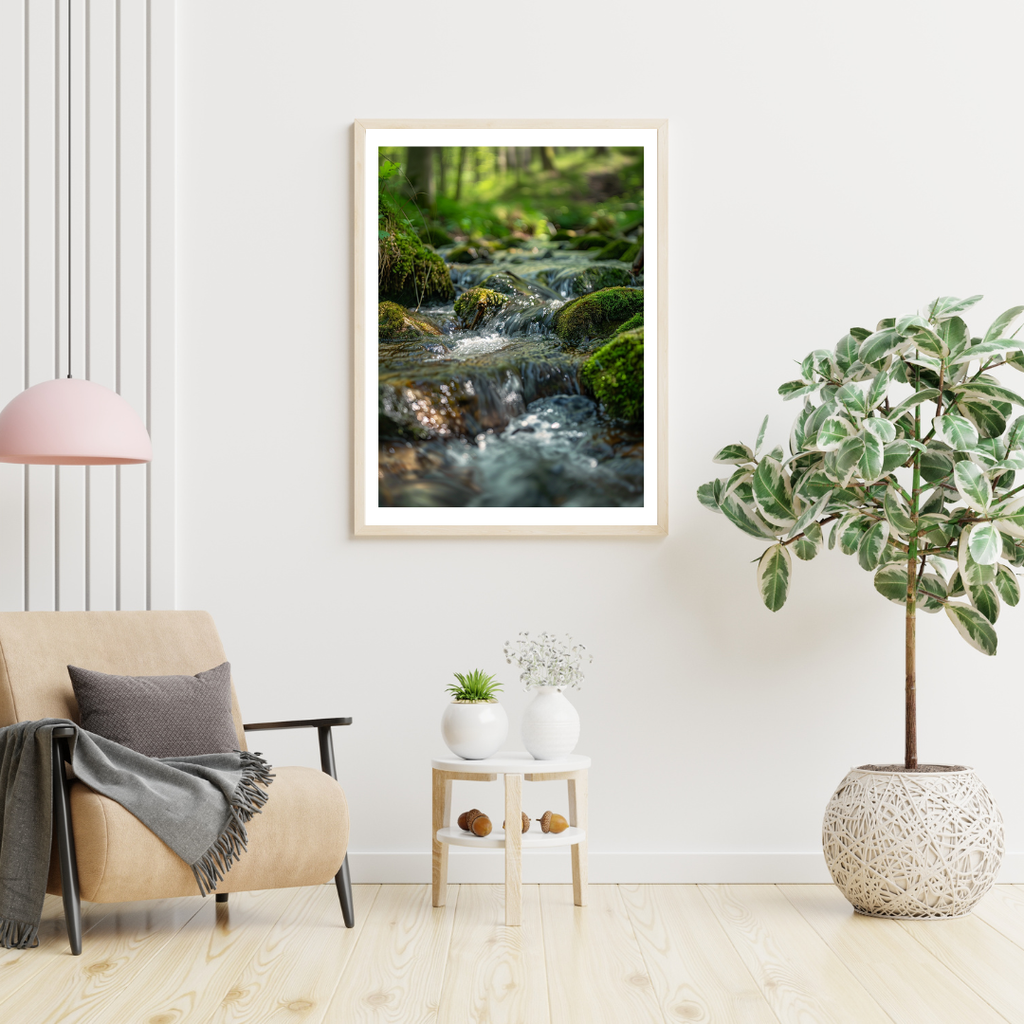 Vitt naturposter från Nordanio med minimalistisk design av skog och träd, väggkonst för modern inredning.