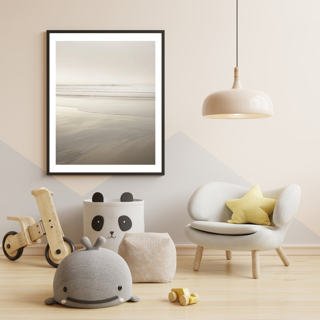 Vit och grå minimalistisk naturposter från Nordanio i bildram för Instagram-inlägg