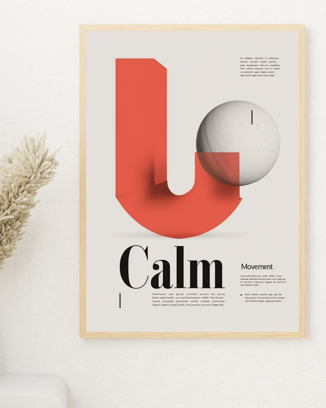 Vit och grå minimalistik typografiposter från Nordanio med lugnande text, inramad i en enkel ram.