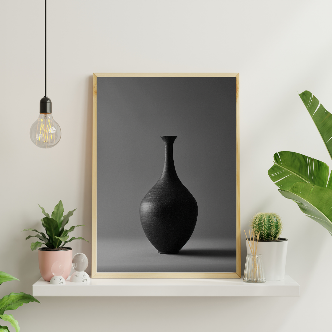 Vit och grön minimalistisk abstrakt keramisk vasposter från Nordanio, perfekt som väggdekoration i modern inredning.